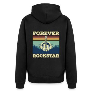 Gitarre Retro Gitarrist Rockgitarre Musiker Sänger - Unisex Premium Bio Zip Hoodie - Schwarz - Hinten - Nico (187cm)