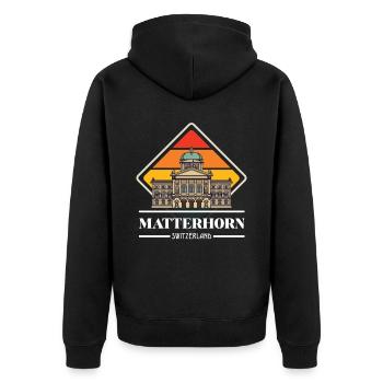 Matterhorn Schweiz Alpen Souvenir Skifahren Berge - Unisex Premium Bio Zip Hoodie - Schwarz - Hinten - Nico (187cm)