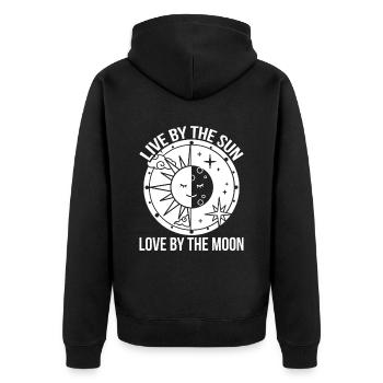 Mond Sonne Tag Mondphase Mond Mondphasen - Unisex Premium Bio Zip Hoodie - Schwarz - Hinten - Nico (187cm)