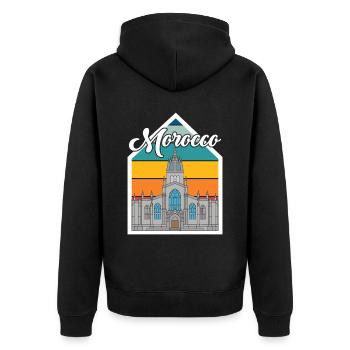 Marokko Skyline Afrika Stadt Gibraltar Ozean - Unisex Premium Bio Zip Hoodie - Schwarz - Hinten - Nico (187cm)