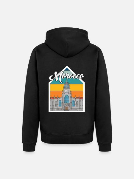 Morocco Skyline Africa City Gibraltar Ocean - Unisex Premium Organic Zip Hoodie - black