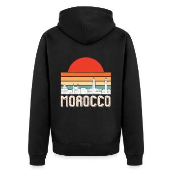 Maroc Skyline Afrique Gibraltar Souven marocain - Veste à capuche bio Premium Unisexe - noir - Dos - Nico (187cm)