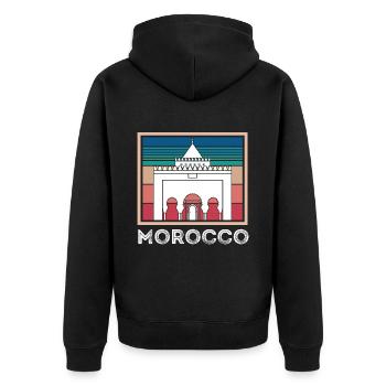 Souvenir Marokko Skyline Afrika Gibraltar Marokkan - Unisex Premium Bio Zip Hoodie - Schwarz - Hinten - Nico (187cm)