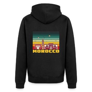 Afrique Maroc Skyline Souvenir Africain Maroc - Veste à capuche bio Premium Unisexe - noir - Dos - Nico (187cm)