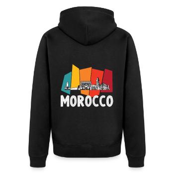 Rétro Maroc Skyline Afrique Souvenir Marocain G - Veste à capuche bio Premium Unisexe - noir - Dos - Nico (187cm)