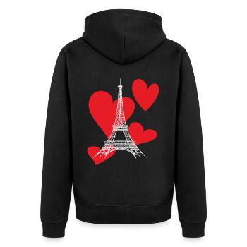 Eiffelturm mit Herz-Liebes-Paris-Souvenir-Frankrei - Unisex Premium Bio Zip Hoodie - Schwarz - Hinten - Nico (187cm)