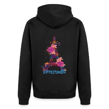 Paris-Souvenir-France-Français-L’amour de l’œuf - Veste à capuche bio Premium Unisexe - noir - Dos - Nico (187cm)