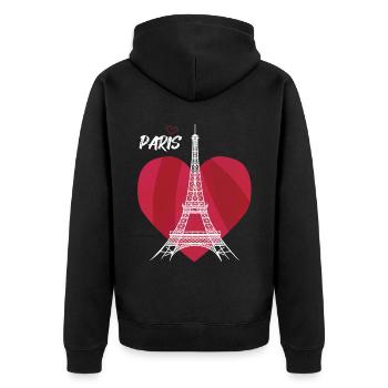 Touristisches Herz-Eiffelturm-Andenken Frankreichs - Unisex Premium Bio Zip Hoodie - Schwarz - Hinten - Nico (187cm)