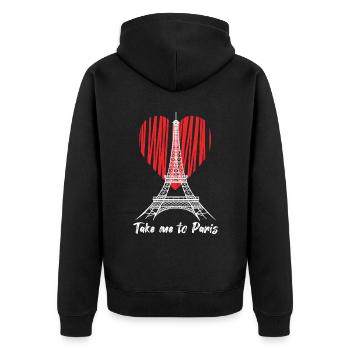Eiffelturm-Liebe Bring mich nach Paris Frankreich - Unisex Premium Bio Zip Hoodie - Schwarz - Hinten - Nico (187cm)