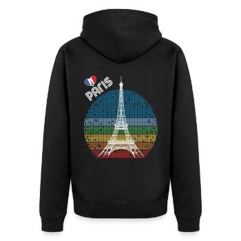 Love Paris Retro Tour Eiffel France Souvenir F - Veste à capuche bio Premium Unisexe - noir - Dos - Nico (187cm)