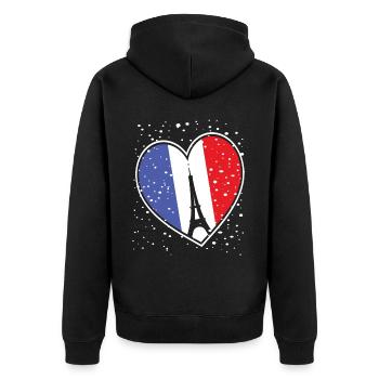 Schnee Paris Winter Eiffelturm Frankreich Schneefl - Unisex Premium Bio Zip Hoodie - Schwarz - Hinten - Nico (187cm)