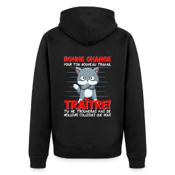 Départ collègue travail nouvel emploi bonne chance - Veste à capuche bio Premium Unisexe - noir - Dos - Nico (187cm)