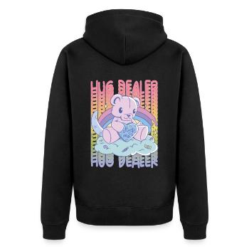 Hug Me Cute Teddy Rainbow Love Hug Dealer Cute Ted - Unisex Premium Bio Zip Hoodie - Schwarz - Hinten - Nico (187cm)