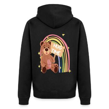 Hug Time Cute Teddy Hug Dealer Rainbow Teddy Bear - Veste à capuche bio Premium Unisexe - noir - Dos - Nico (187cm)
