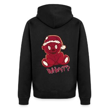Lustiger Weihnachts-Teddy-Albtraum Was? Mörderisch - Unisex Premium Bio Zip Hoodie - Schwarz - Hinten - Nico (187cm)