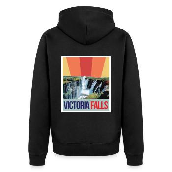 Waterfall Souvenir Africa Victoria Falls Zimbabwe - Unisex Premium Organic Zip Hoodie - black - Back - Nico (187cm)