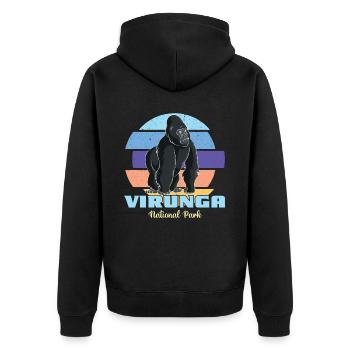 Virunga-Nationalpark-Gorilla-Afrika-Kongo-Souvenir - Unisex Premium Bio Zip Hoodie - Schwarz - Hinten - Nico (187cm)