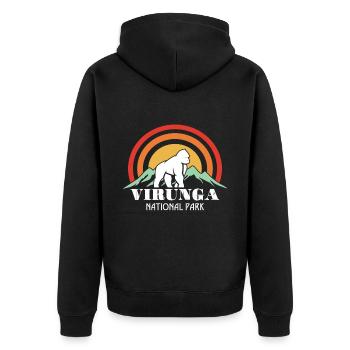 Virunga-Nationalpark-Souvenir-Gorilla-Afrika-Kongo - Unisex Premium Bio Zip Hoodie - Schwarz - Hinten - Nico (187cm)