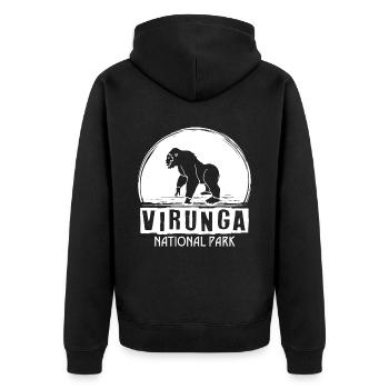 Gorilla Afrika Virunga Nationalpark Kongo Safari S - Unisex Premium Bio Zip Hoodie - Schwarz - Hinten - Nico (187cm)