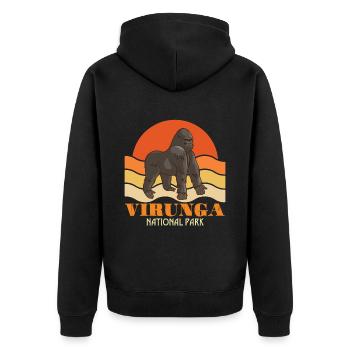 Virunga-Nationalpark-Kongo-Gorilla-Safari-Afrika-S - Unisex Premium Bio Zip Hoodie - Schwarz - Hinten - Nico (187cm)