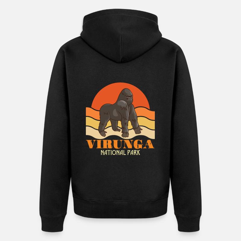 Virunga-Parc National-Congo-Gorille-Safari-Afrique-S - Veste à capuche bio Premium Unisexe - noir
