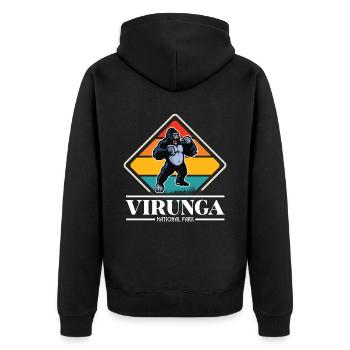 Gorilla-Virunga-Nationalpark-Souvenir-Afrika-Kongo - Unisex Premium Bio Zip Hoodie - Schwarz - Hinten - Nico (187cm)