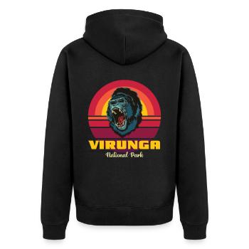 Parc des Virunga au Congo Safari Gorilla Souvenir Afri - Veste à capuche bio Premium Unisexe - noir - Dos - Nico (187cm)