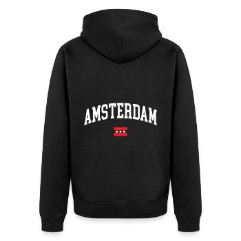 Amsterdam Souvenir holländische niederländische To - Unisex Premium Bio Zip Hoodie - Schwarz - Hinten - Nico (187cm)