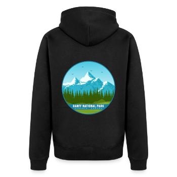 Banff Canada National Park Alberta Souvenir Hiking - Unisex Premium Organic Zip Hoodie - black - Back - Nico (187cm)