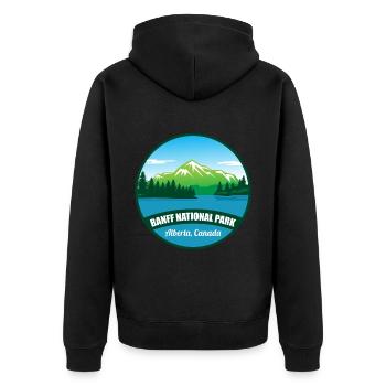 Alberta National Park Banff Canada Souvenir Hiking - Unisex Premium Organic Zip Hoodie - black - Back - Nico (187cm)