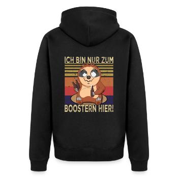 Biertrinker - Saufen - Männerabend - Unisex Premium Bio Zip Hoodie - Schwarz - Hinten - Nico (187cm)