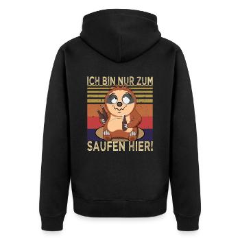 Biertrinker - Saufen - Männerabend - Unisex Premium Bio Zip Hoodie - Schwarz - Hinten - Nico (187cm)