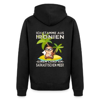 Sarkastischer & ironischer Bürohumor - Unisex Premium Bio Zip Hoodie - Schwarz - Hinten - Nico (187cm)