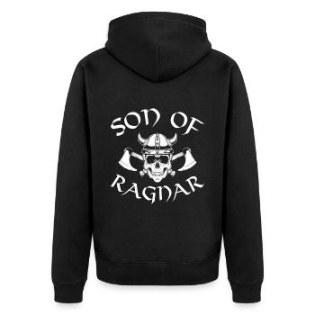 Viking Ragnar Odin Valhalla Warriors Mythologie - Veste à capuche bio Premium Unisexe - noir - Dos - Nico (187cm)