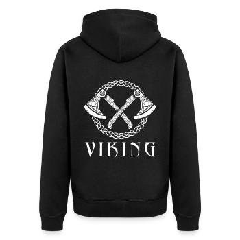 Wikinger Axt Krieger Walhalla Warriors Mythologie - Unisex Premium Bio Zip Hoodie - Schwarz - Hinten - Nico (187cm)