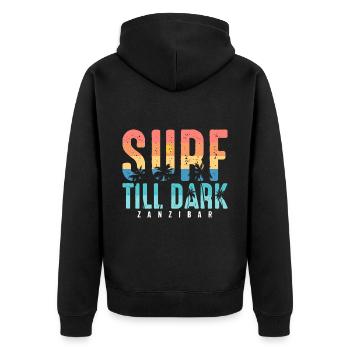 Surfen Tansania Palmenstrand Souvenir Afrika - Unisex Premium Bio Zip Hoodie - Schwarz - Hinten - Nico (187cm)