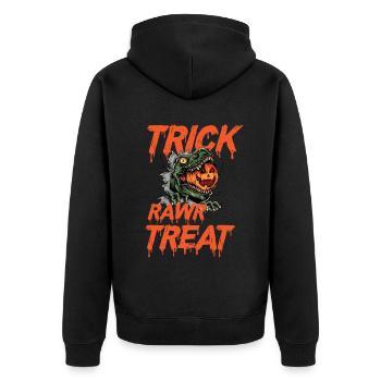 T-Rex Halloween Pumpkin Funny Horror Costume Dino - Unisex Premium Organic Zip Hoodie - black - Back - Nico (187cm)