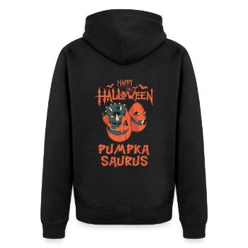 Happy Halloween Pumpkasaurus Funny Horror Costume D - Unisex Premium Organic Zip Hoodie - black - Back - Nico (187cm)