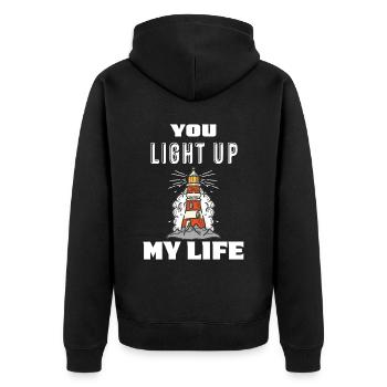 Lighthouse Hope Anchor Sea Ocean Captain Nauti - Unisex Premium Organic Zip Hoodie - black - Back - Nico (187cm)