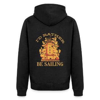 Lighthouse Vitamin Sea Sailor Anchor Ocean Liner - Unisex Premium Organic Zip Hoodie - black - Back - Nico (187cm)