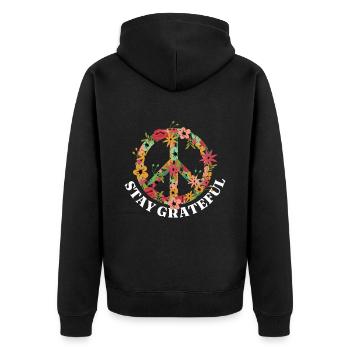 Signe de paix Hippie Amour Paix Liberté Blis - Veste à capuche bio Premium Unisexe - noir - Dos - Nico (187cm)