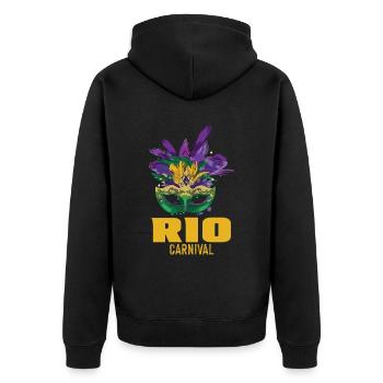 Masque de Carnaval Rio de Janeiro Célébration Brésil Karn - Veste à capuche bio Premium Unisexe - noir - Dos - Nico (187cm)
