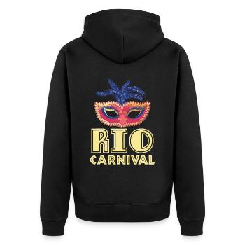 Rio Carnival Rio de Janeiro Carnival Mask Brasili - Unisex Premium Organic Zip Hoodie - black - Back - Nico (187cm)