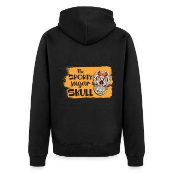 Sugar Skull Skull Death Day of the Dead - Unisex Premium Organic Zip Hoodie - black - Back - Nico (187cm)