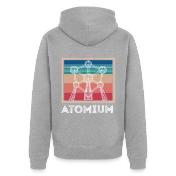 Atome Atomium Noyau atomique Physiciens Science Physique - Veste à capuche bio Premium Unisexe - gris chiné - Dos - Nico (187cm)