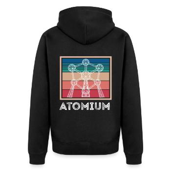 Atome Atomium Noyau atomique Physiciens Science Physique - Veste à capuche bio Premium Unisexe - noir - Dos - Nico (187cm)