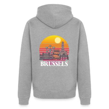 Bruxelles Skyline Science Noyau atomique Physique Atome - Veste à capuche bio Premium Unisexe - gris chiné - Dos - Nico (187cm)
