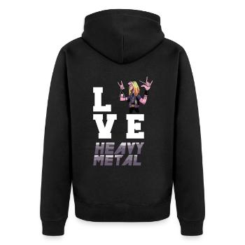 J’adore le heavy metal rock toi fan de metal rocking hard r - Veste à capuche bio Premium Unisexe - noir - Dos - Nico (187cm)