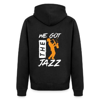 Play Jazz Musician Saxophone Music Orchestra - Unisex Premium Organic Zip Hoodie - black - Back - Nico (187cm)