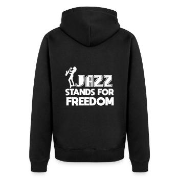 Musik Jazz Saxophon Orchester Musiker - Unisex Premium Bio Zip Hoodie - Schwarz - Hinten - Nico (187cm)